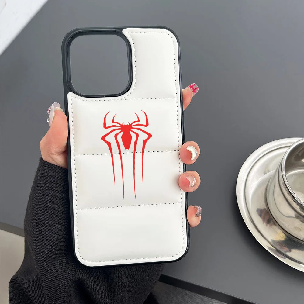 Funda de teléfono puffer Spider rojo, funda blanca y negra 3D a prueba de golpes. Fundas para iPhone 15 14 13 12 11 Pro Max