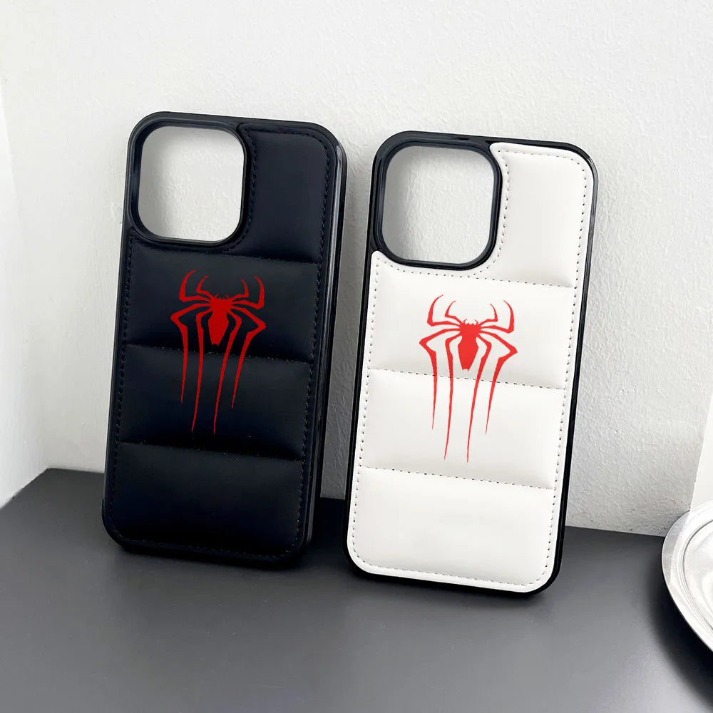 Funda de teléfono puffer Spider rojo, funda blanca y negra 3D a prueba de golpes. Fundas para iPhone 15 14 13 12 11 Pro Max