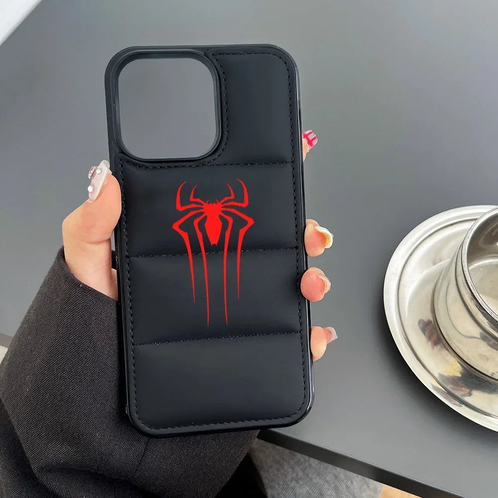 Funda de teléfono puffer Spider rojo, funda blanca y negra 3D a prueba de golpes. Fundas para iPhone 15 14 13 12 11 Pro Max