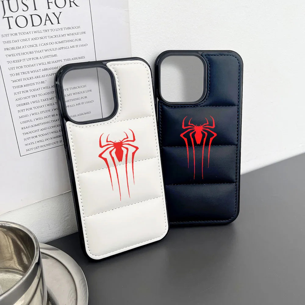 Funda de teléfono puffer Spider rojo, funda blanca y negra 3D a prueba de golpes. Fundas para iPhone 15 14 13 12 11 Pro Max