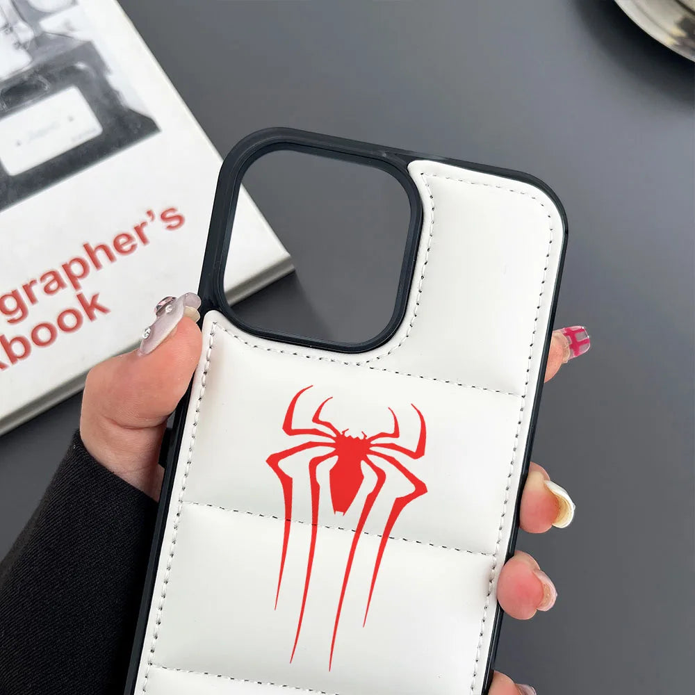 Funda de teléfono puffer Spider rojo, funda blanca y negra 3D a prueba de golpes. Fundas para iPhone  15 14 13 12 11 Pro Max   